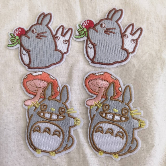 トトロ風アイロンワッペン☆アップリケ☆4枚セット☆送料無料 ワッペン  