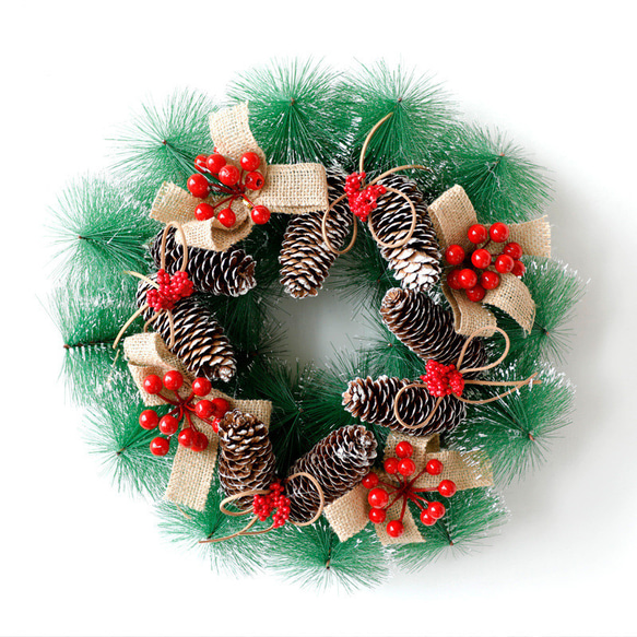 [早割クリスマス2023]クリスマスリース 松葉 赤 玄関 クリスマスプレゼント Christmas wreath 1枚目の画像