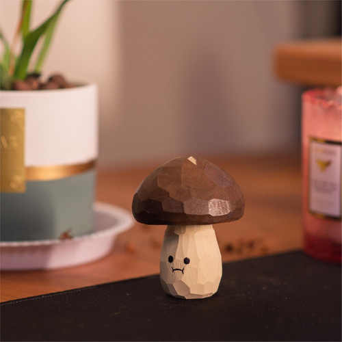 木彫りのシイタケ、オフィスの書斎、かわいい置物 その他置物