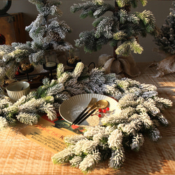 [早割クリスマス2023]クリスマスリース PE 植毛籐 玄関 クリスマスプレゼント Christmas wreath 3枚目の画像