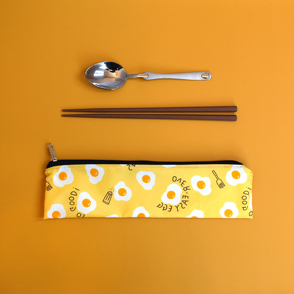 【梵緹希防水傘布】外出餐具組(筷袋+筷子+湯匙)_荷包蛋 第2張的照片