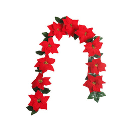 [早割クリスマス2023]クリスマス花蔓 緑の蔓と赤い花 玄関 クリスマスプレゼント Christmas wreath 4枚目の画像