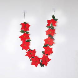 [早割クリスマス2023]クリスマス花蔓 緑の蔓と赤い花 玄関 クリスマスプレゼント Christmas wreath 1枚目の画像