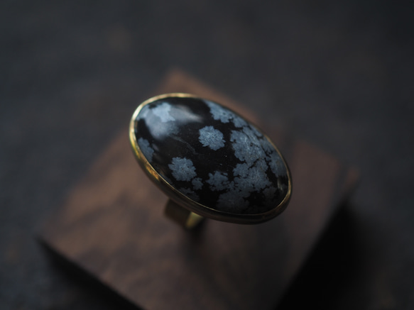 snowflake obsidian brass ring (konukayuki) 8枚目の画像