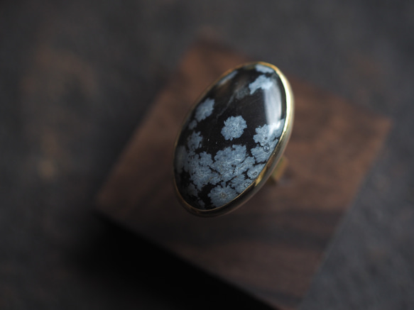 snowflake obsidian brass ring (konukayuki) 3枚目の画像