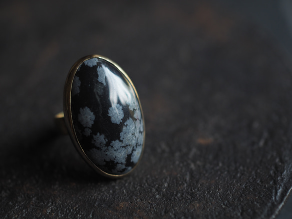 snowflake obsidian brass ring (konukayuki) 11枚目の画像
