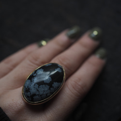 snowflake obsidian brass ring (konukayuki) 5枚目の画像