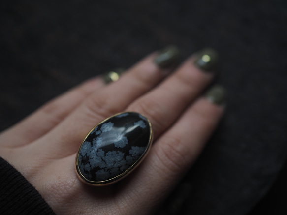 snowflake obsidian brass ring (konukayuki) 5枚目の画像