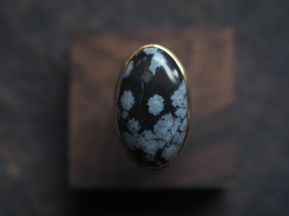 snowflake obsidian brass ring (konukayuki) 2枚目の画像