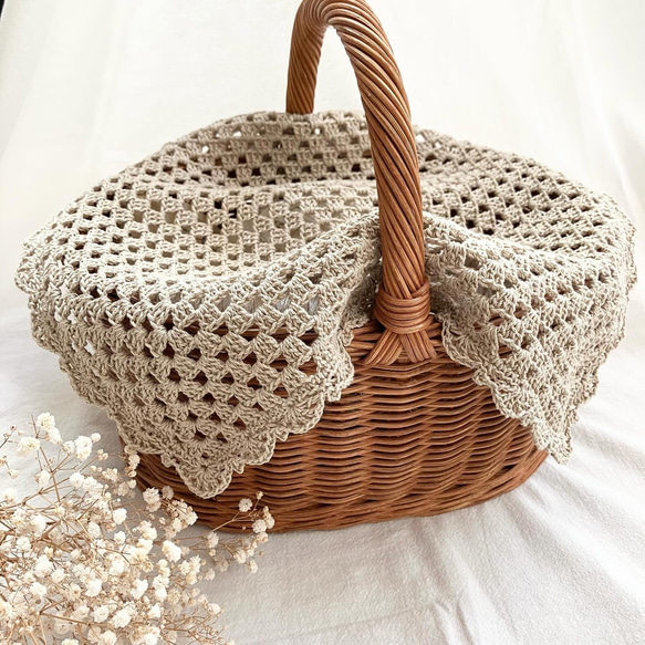 グラニースクエア編み マルチカバー 正方形 カゴカバー コットン100