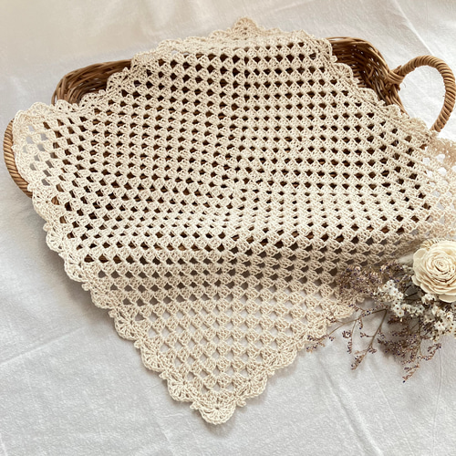 グラニースクエア編み マルチカバー カゴカバー 正方形 コットン100