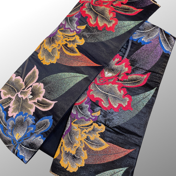 煌くラメの”粋な” リメイク半幅帯 ” 帯リメイク 刺繍 オシャレ 和柄 和装 刺繍帯 和柄 着物リメイク T51104 8枚目の画像