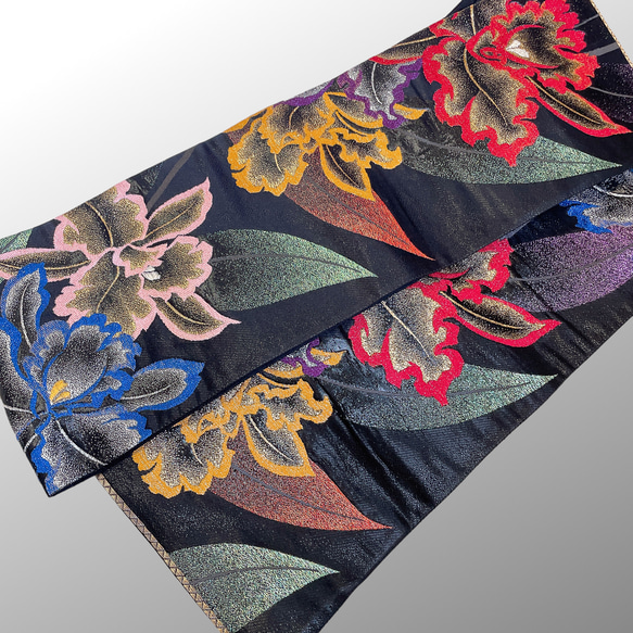 煌くラメの”粋な” リメイク半幅帯 ” 帯リメイク 刺繍 オシャレ 和柄 和装 刺繍帯 和柄 着物リメイク T51104 7枚目の画像