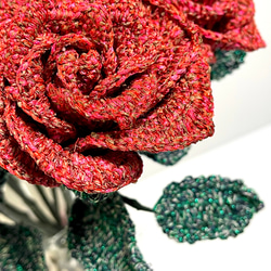 Yilin　HN001 バラ １本売り 薔薇 レットローズ 枯れない花 ハンドメイド かぎ針編みフラワー プレゼント 8枚目の画像