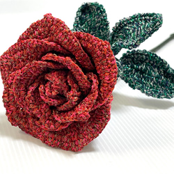 Yilin　HN001 バラ １本売り 薔薇 レットローズ 枯れない花 ハンドメイド かぎ針編みフラワー プレゼント 5枚目の画像