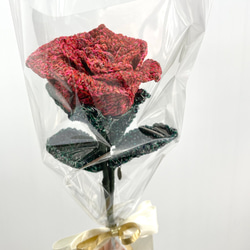 Yilin　HN001 バラ １本売り 薔薇 レットローズ 枯れない花 ハンドメイド かぎ針編みフラワー プレゼント 11枚目の画像