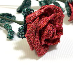 Yilin　HN001 バラ １本売り 薔薇 レットローズ 枯れない花 ハンドメイド かぎ針編みフラワー プレゼント 9枚目の画像