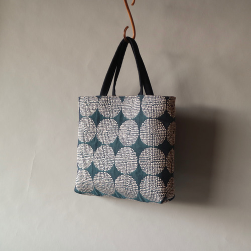 刺繍のようなサークル柄 インポートファブリック プチトートバッグ M  