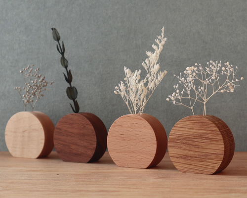 桑の木の丸形花瓶・置物花台付　木工品　ハンドメイド 桑の木の丸形花瓶(置物花台付) 木工品 ハンドメイド