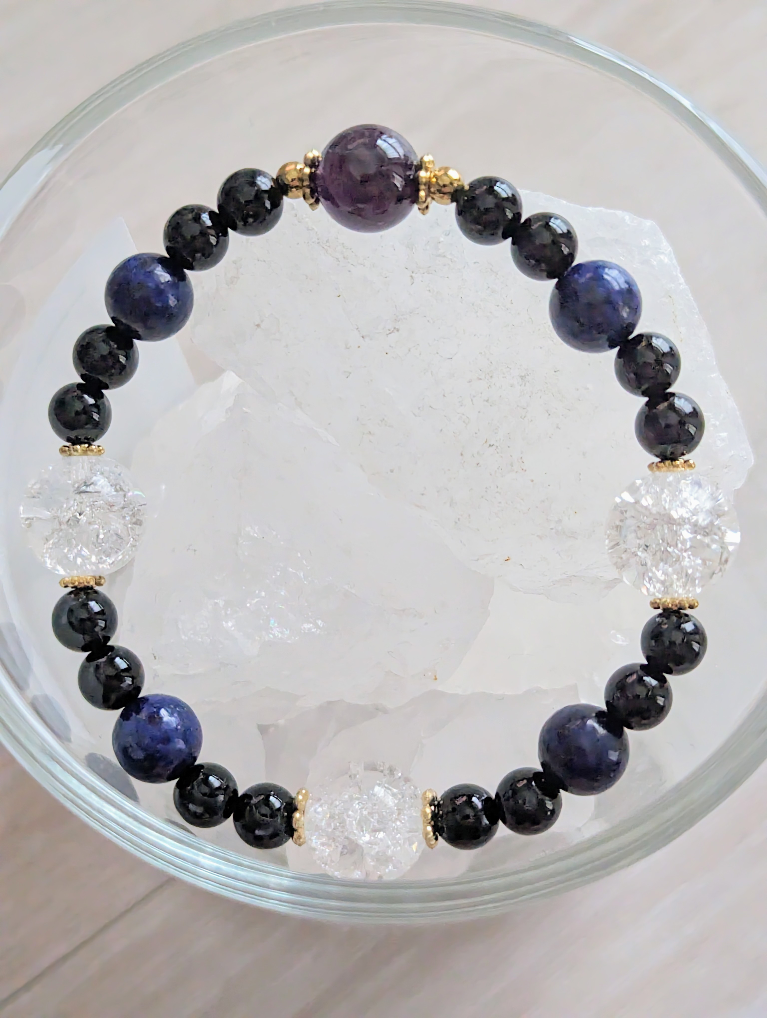 ★天然石ブレスレット　アメジストは貴重!濃厚。浄化、恋愛もOK✨⑱