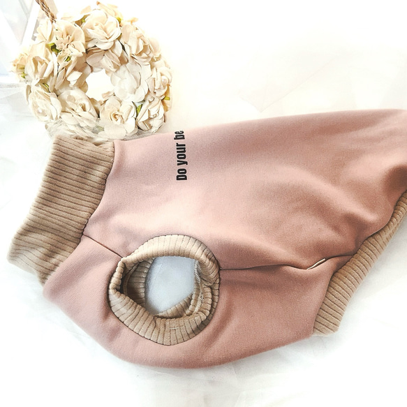 着る毛布ボンバーヒート＊3S〜L＊犬服ハンドメイド＊ピンクベージュ
