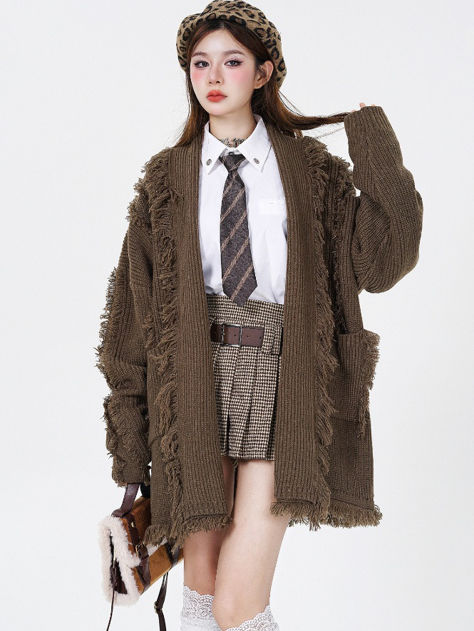 メンズ・レディース兼用・秋冬新作ゆったりニットカーディガンコート・セーターフリンジ星デザイン 3カラー  20-1189