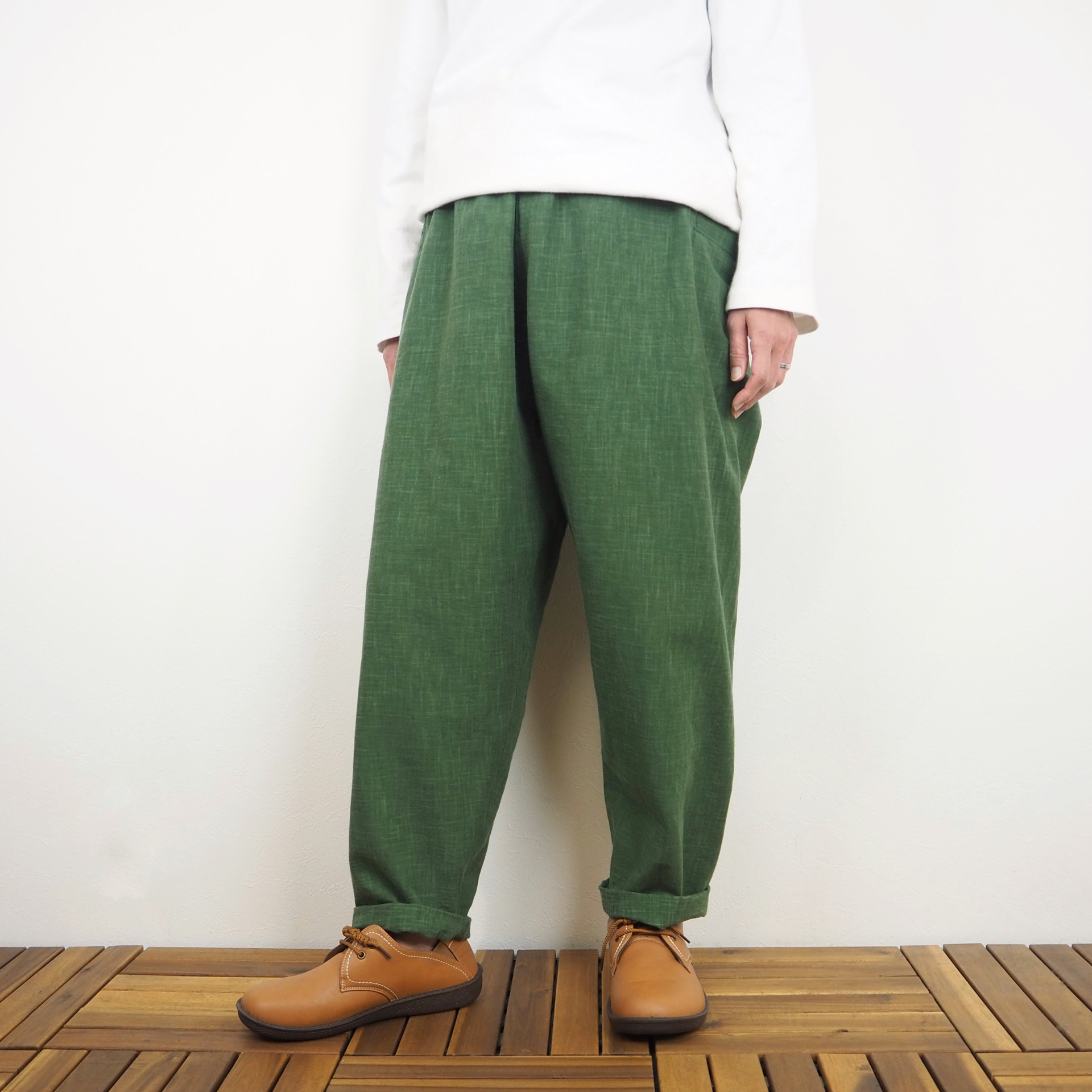 Furusuコンフォートパンツ（木綿 深緑）【受注生産対応】