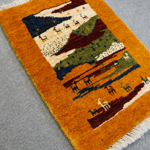 75×52cm ペルシャ絨毯 手織りギャッベ アマレ族 ギャベ