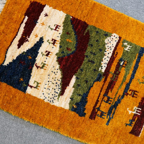 75×52cm ペルシャ絨毯 手織りギャッベ アマレ族 ギャベ