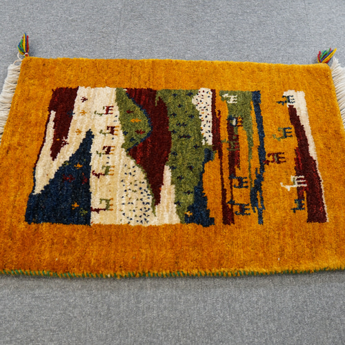 75×55cm 【ペルシャ絨毯 手織りギャッベ】アマレ族ギャッベ ギャベ