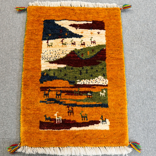 75×52cm ペルシャ絨毯 手織りギャッベ アマレ族 ギャベ