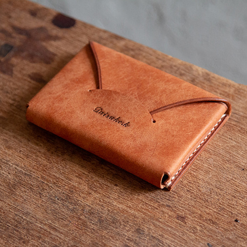 刻印無料 ］ 封筒みたいな本革の名刺入れ「 f u t o u 」_キャメル