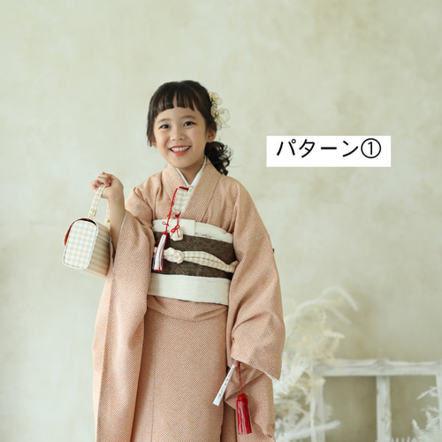 七五三7歳女の子着物一式 12点セット 絞り風オレンジ着物 着物 七五三7歳女の子着物一式 12点セット 絞り風オレンジ着物 着物