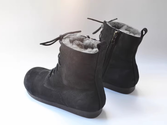 KNgs.★スノーブーツ 手作り子牛革靴 冬暖かく、綿入れの靴 ミドルブーツ　★本革製　厚底の靴 6枚目の画像