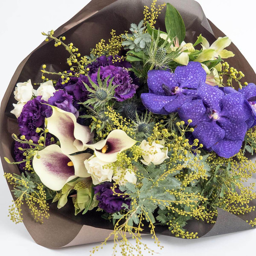 花束】XXXLサイズ｜青・紫／バラ、カラー、ランなど リース hanna 通販