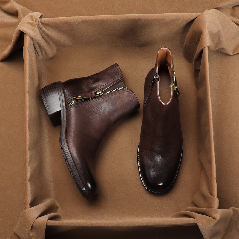 ショートブーツ レディース 厚底 サイドゴア ローヒール ブーツ チェルシーブーツ ラウンドトゥ 痛くない ローヒール