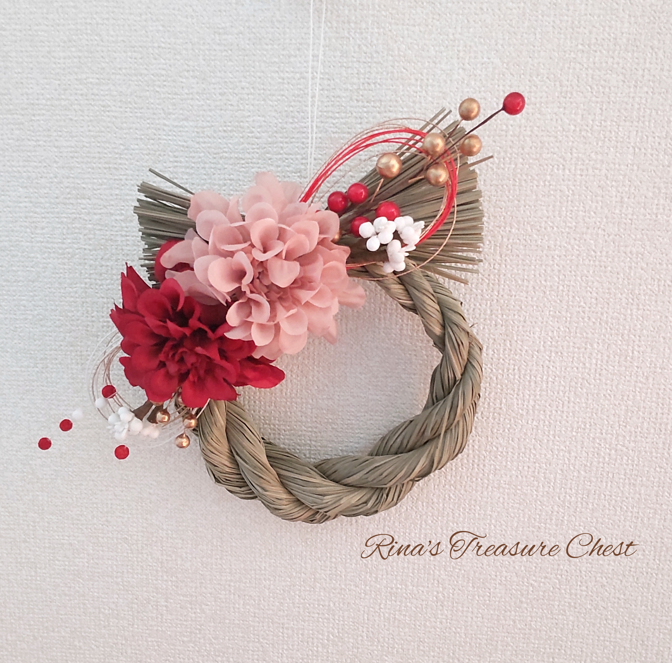 再販  しめ飾り しめ縄 リース♡可愛らしいく華やかに年を迎えましょう♪