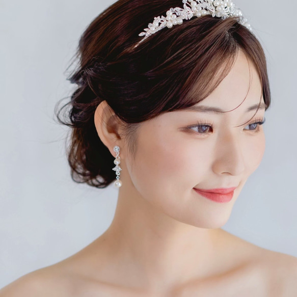 LE38 パール　シンプル　ウェディングアクセサリー　パーティー　前撮り　結婚式　ブライダル　ウェディングイヤリング 2枚目の画像