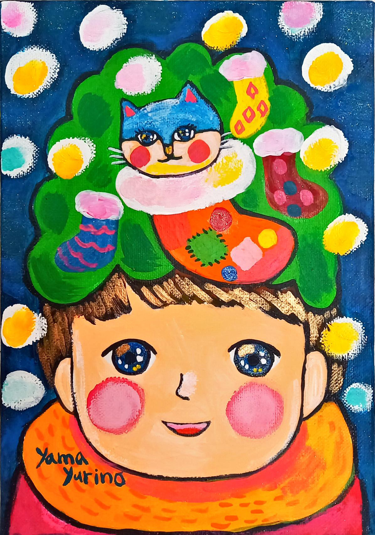 原画・靴下にゃんことクリスマス