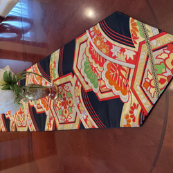 2839豪華刺繍の素敵な帯リメイク　タッセル付正絹テーブルランナー　お正月❗️ 2838豪華刺繍の素敵な帯リメイク タッセル付正絹テーブル