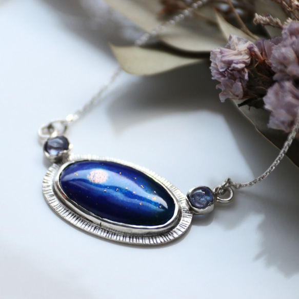 はくとん　　佐竹ガラスの星空ネックレス　レジンネックレス　ハンドメイド はくとん様専用 佐竹ガラスの星空ネックレス レジンネックレス