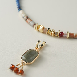 天然石の少数派ネックレス、手作りビーズの鎖骨ネックレス 5枚目の画像