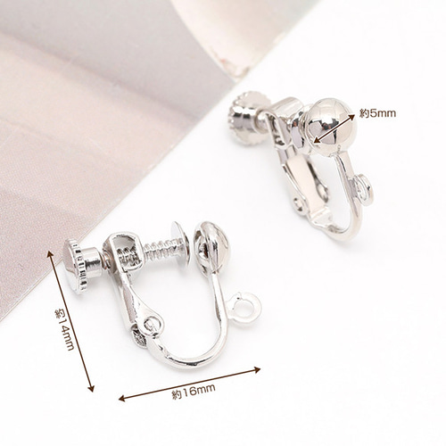 M12629-R 12個 ネジバネ式イヤリング 玉ブラ カン付き 5mm 3X（4ヶ