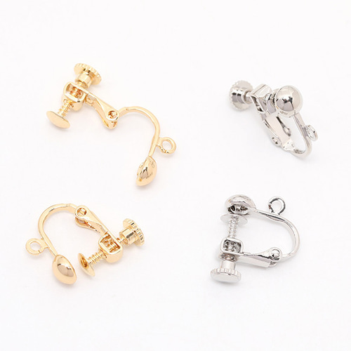 M12629-R 12個 ネジバネ式イヤリング 玉ブラ カン付き 5mm 3X（4ヶ