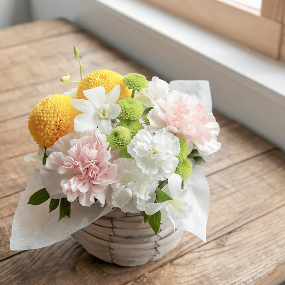 お供え花・仏花】アレンジメント「メモワール ホワイトピンク