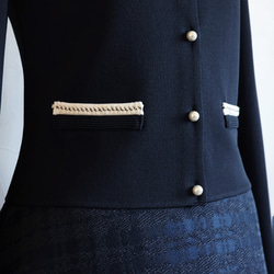 【4色可選◎】雙色針織外套開襟衫【海軍藍×白色】 第9張的照片