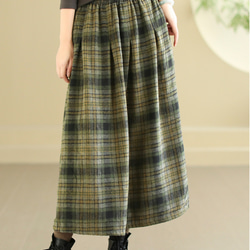 ウール混 綿羊毛混スカート ナロースカート ロングスカート ツイード素材 フレアスカート チェックスカート 柔らかい 12枚目の画像