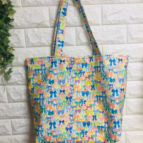 トートバッグ yukiemon ❤️新柄yukiemonリボンコレクタービッグトートバッグ