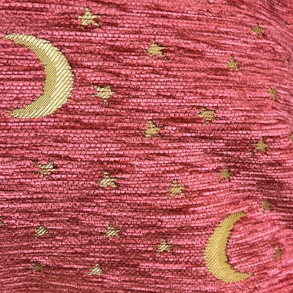 トルコの月と星のピンクのシュニール素材クッションカバー 7枚目の画像