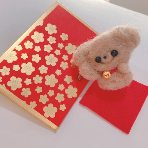 送料無料♡羊毛フェルトの招き犬 招き犬（トイプードル） 羊毛フェルト poohchan1025 通販